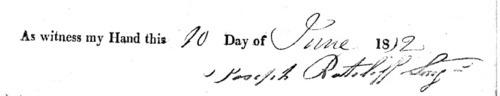 Signature on discharge papers in 1812
