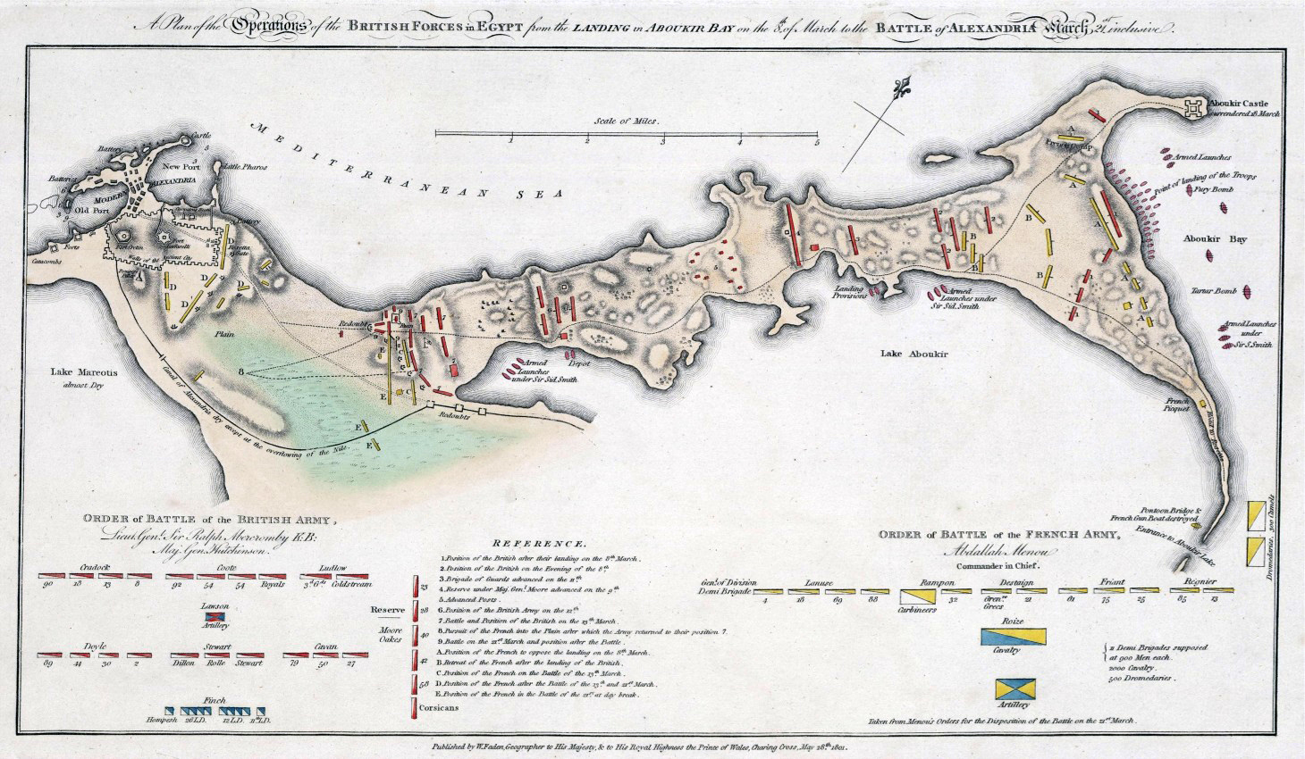 A Plan of the Operations of the British Forces in Egypt from the Landing in Aboukir Bay on the 8th March to the Battle of Alexandria March 21st inclusive by W Faden