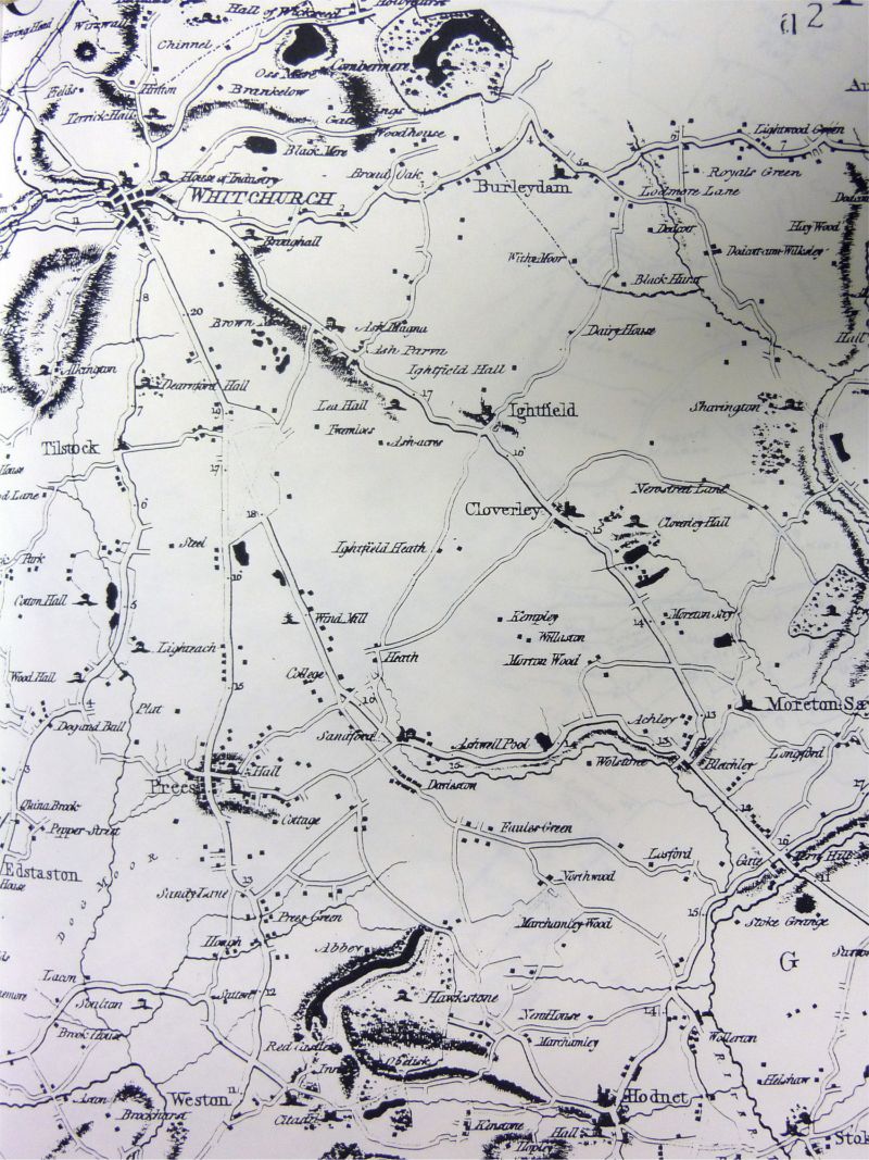 Old map of Whitchurch, Prees & Ightfield