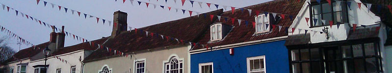 Bunting in High Street for Thornbury Arts Festival